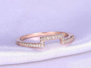 0.50 Carat Wedding Band with Diamonds Anniversary Ring Curved Stretch Design Antique Style Band