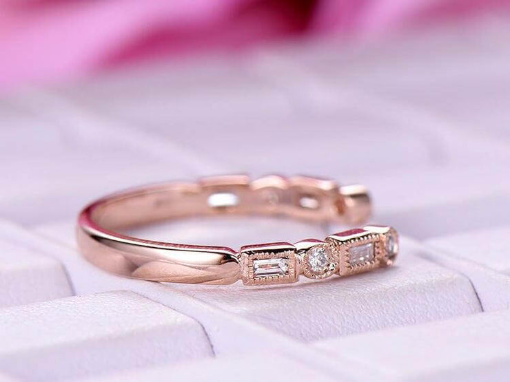 0.25 Carat Half Eternity Wedding Band 6mm Open gap wedding Band Round cut Moissanite bridal diamond ring Stackable ring