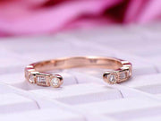 0.25 Carat Moissanite bridal Half Eternity Wedding Band 6mm Open gap wedding Band Round cut in Silver with 18k Rose Gold Plating