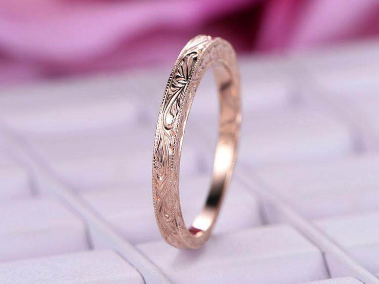  Infinity Eternity Wedding Ring Antique Art Deco Design Anniversary Ring Bridal Ring in Silver and 18k Rose Gold Plating