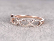 0.50 Carat 10k Rose Gold Wedding Ring Curved Loop Flower Floral Stackable Band