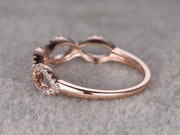0.50 Carat 10k Rose Gold Wedding Ring Curved Loop Flower Floral Stackable Band
