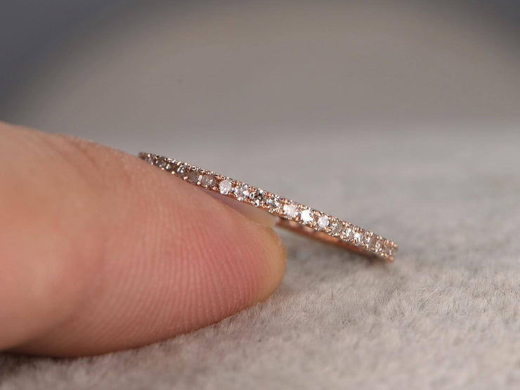 0.50 Carat Solid 10k Rose Gold Wedding Band with Diamonds Band