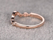 0.25 Carat 10k Rose Gold Wedding Band with Diamonds Anniversary Ring Flower Design Antique Style Band