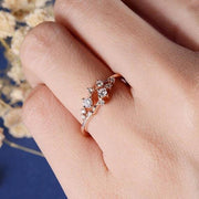 0.50 Carat Moissanite Cluster Ring Twig Engagement Ring Floral Unique Wedding Band Snowflake Design