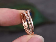 1.00 Carat 2 pcs Diamond Wedding Ring Set Stacking Curved Design Art Deco anniversary band set