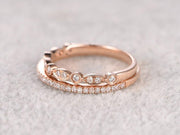 1.00 Carat 2 pcs Diamond Wedding Ring Set Stacking Curved Design art deco wedding band anniversary Ring set