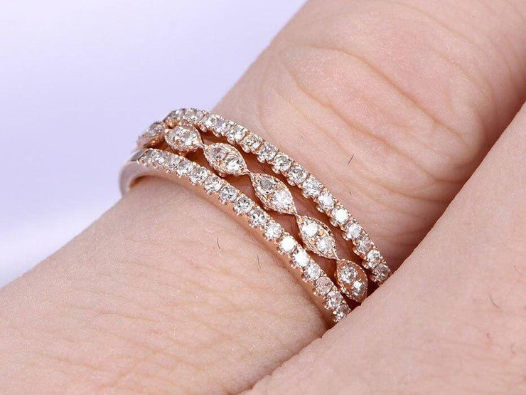 1.50 Carat 3 wedding Ring sets Wedding Band Stackable Ring sets