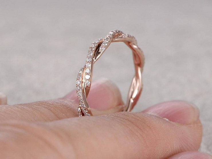 0.50 Carat ring Anniversary Ring Band with Diamonds Stackable Twisted Band