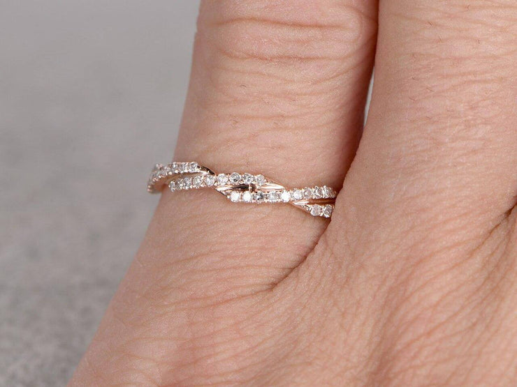 0.50 Carat ring Anniversary Ring Band with Diamonds Stackable Twisted Band