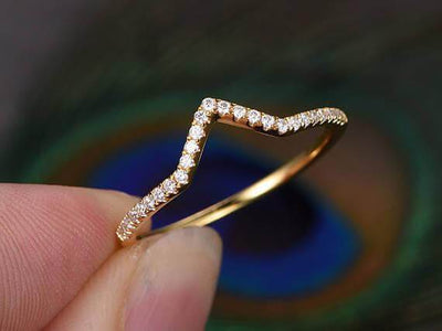 0.25 Carat Curved V Style diamond Wedding ring Anniversary ring Half Eternity Matching Band