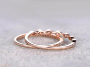 0.50 Carat 2 pcs Stacking Curved Design art deco wedding band anniversary Ring Silver 18k Rose Gold Plating set