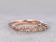 0.50 Carat 2 pcs Diamond Wedding Ring Set Stacking Art Deco wedding band anniversary Ring set 10k Rose Gold