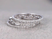 1.50 Carat 3 wedding Ring set Wedding Band Stackable Ring set 10k White Gold Anniversary Ring Bridal Ring
