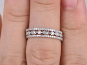 1.50 Carat 3 wedding Ring set Wedding Band Stackable Ring set 10k White Gold Anniversary Ring Bridal Ring