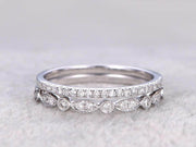 0.5 Carat 2 pcs Diamond Wedding Ring Set Stacking art deco wedding band Ring set 10k Wihte Gold