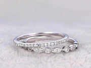 0.5 Carat 2 pcs Diamond Wedding Ring Set Stacking art deco wedding band Ring set 