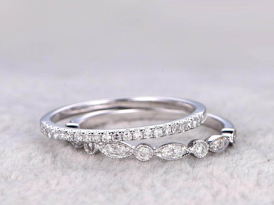 White gold art deco wedding band cheap