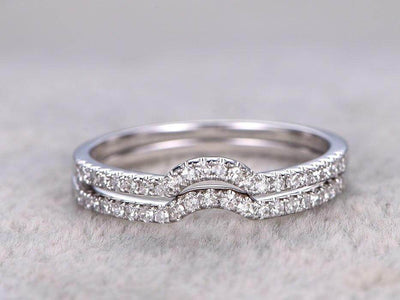 0.5 Carat 2 pcs Diamond Wedding Ring Set Stacking Curved art deco wedding band Ring set 
