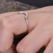0.25 Carat Art Deco Crown Diamond Wedding Ring Wedding Band on Solid 10k White Gold