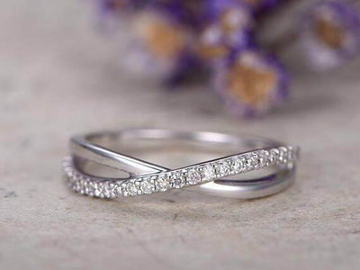 Diamond Wedding Bands women half Eternity Engagement Ring stacking matching band loop curved
