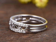 1.50 Carat 3 wedding Ring set Wedding Band Stackable Ring set Solid 10k White Gold Anniversary Ring Bridal Ring