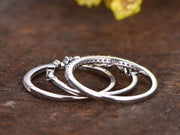 1.50 Carat 3 wedding Ring set Wedding Band Stackable Ring set Solid 10k White Gold Anniversary Ring Bridal Ring