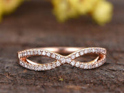 Diamond Wedding Band Curved Infinity Loop 0.50 Carat Real Natural Diamonds