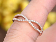 Diamond Wedding Band Curved Infinity Loop Solid 10k Rose Gold 0.50 Carat Real Natural Diamonds