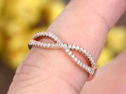 Diamond Wedding Band Curved Infinity Loop 0.50 Carat Real Natural Diamonds