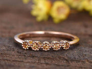 0.25 Carat Citrine Floral Wedding band bridal ring stacking matching band promise ring