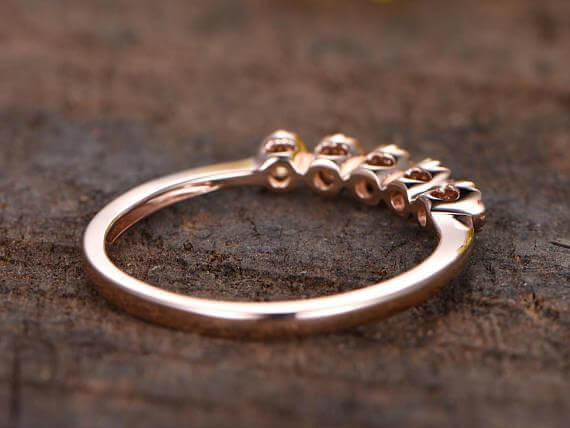 0.25 Carat Citrine Floral Wedding band Solid 10k rose gold bridal ring stacking matching bandpromise ring