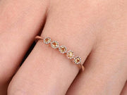 0.25 Carat Citrine Floral Wedding band Solid 10k rose gold bridal ring stacking matching bandpromise ring