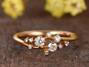 0.40 Carat Diamond Wedding Band engagement ring Stackable ring Deco floral ring Solid 10k Rose Gold