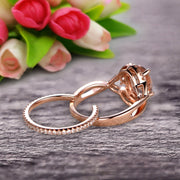 Art Deco 1.50 Carat Oval Cut Morganite Engagement Ring Wedding Set On 10k Rose Gold Shining Startling Ring Anniversary Gift