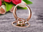 Art Deco 1.50 Carat Oval Cut Champagne Diamond Moissanite Engagement Ring Wedding Set On 10k Rose Gold Shining Startling Ring Anniversary Gift