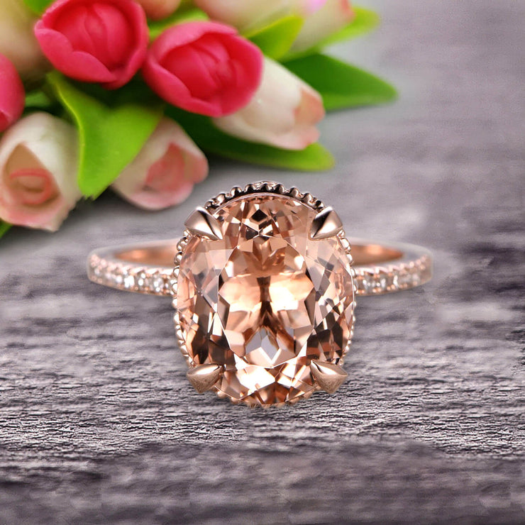 Carat Oval Cut Morganite Engagement Ring Wedding Ring