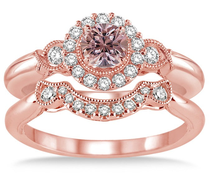 1.25 Carat Morganite and Diamond Engagement Ring in 10K Rose Gold
