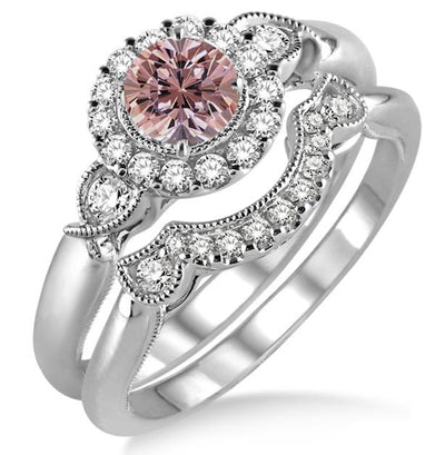 1.25 Carat Morganite and Diamond Engagement Ring 