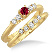 1.25 Carat Ruby Affordable Bridal Set on 10k Yellow Gold