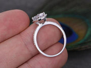 Art Deco 1.50 Carat Halo Wedding Ring in Moissanite and Diamond 