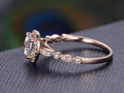 Vintage 1.50 Carat Moissanite and Diamond Halo Ring in 10k Rose Gold
