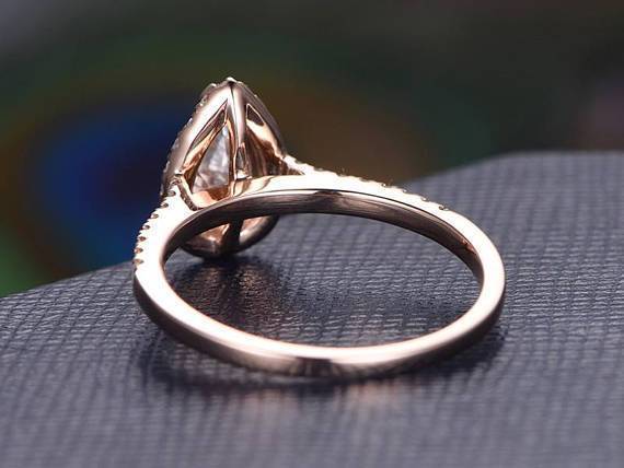 Classic Pear cut Halo 1.50 Ct Moissanite & Diamond Engagement Ring 