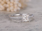 1.25 Carat Solitaire Wedding Ring with Moissanite and Diamond 