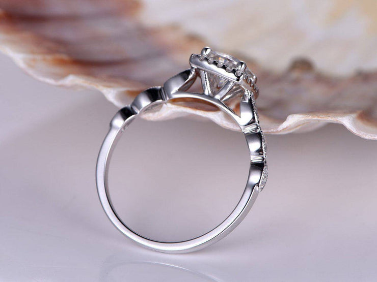 Classic 1.50 Carat Moissanite and Diamond Wedding Ring in 10k White Gold
