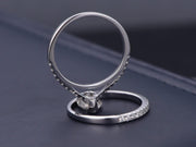 Pear cut 1.50 Carat Moissanite and Diamond Bridal Ring Set 