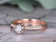 Round cut 1.25 ct  Moissanite & Diamond Wedding Ring in 10k Rose Gold

