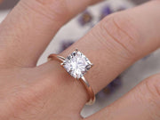Classic Solitaire 1 Carat Moissanite Engagement Ring in 10k Rose Gold
