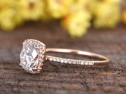 Antique 1.25 Carat Moissanite and Diamond Ring with Cushion Cut 