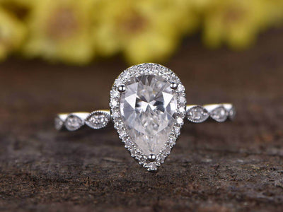 Classic 1.25 Carat Moissanite and Diamond Engagement Ring 